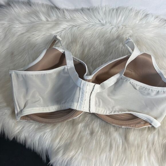 Cacique Off White Overlay Beige Balconette Bra Sz 44DDD - Picture 3 of 7